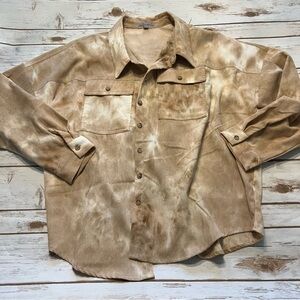 Cordoroy Button Down in Tan Tie Dye